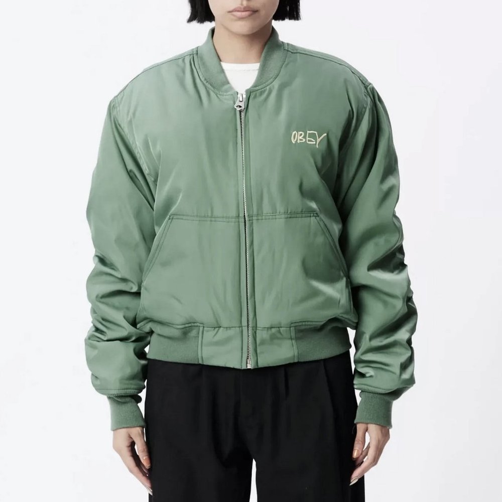 Obey Steve Satin Bomber Jacket in Wavelite